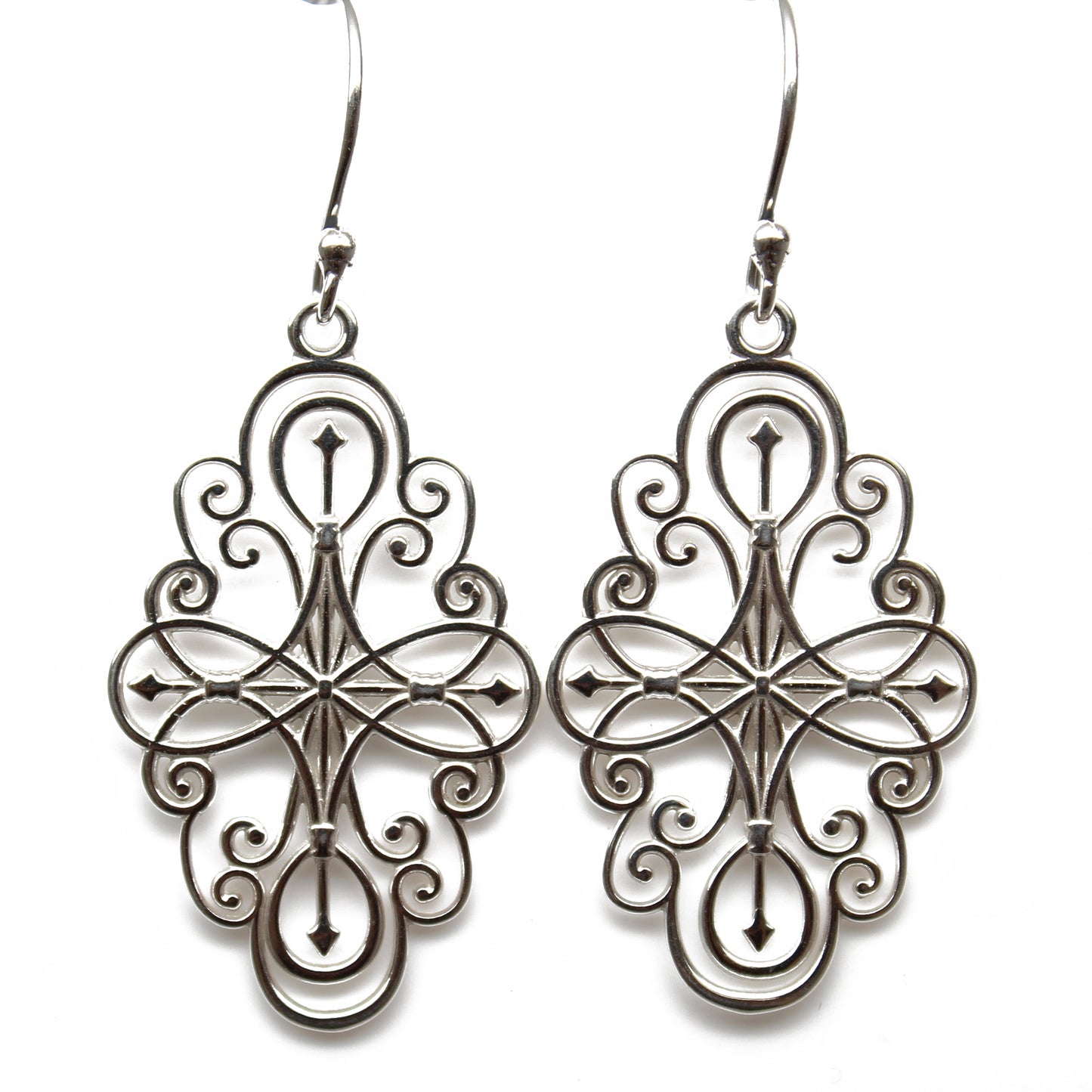 ER13204 92.5 Silver Oxidised Jewellery Floral Design Hook Hanging Earrings  Shop Online Fancy | JewelSmart.in